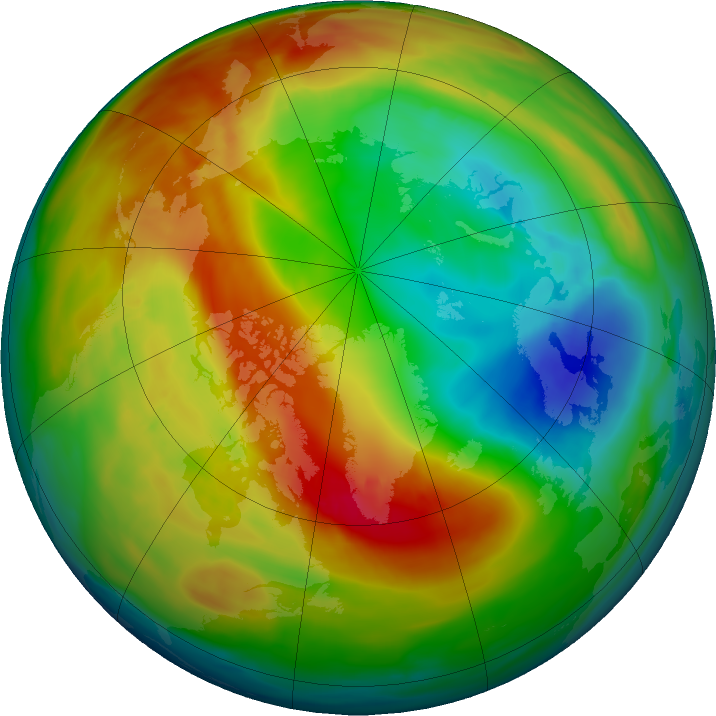 Arctic ozone map for 26 January 2020